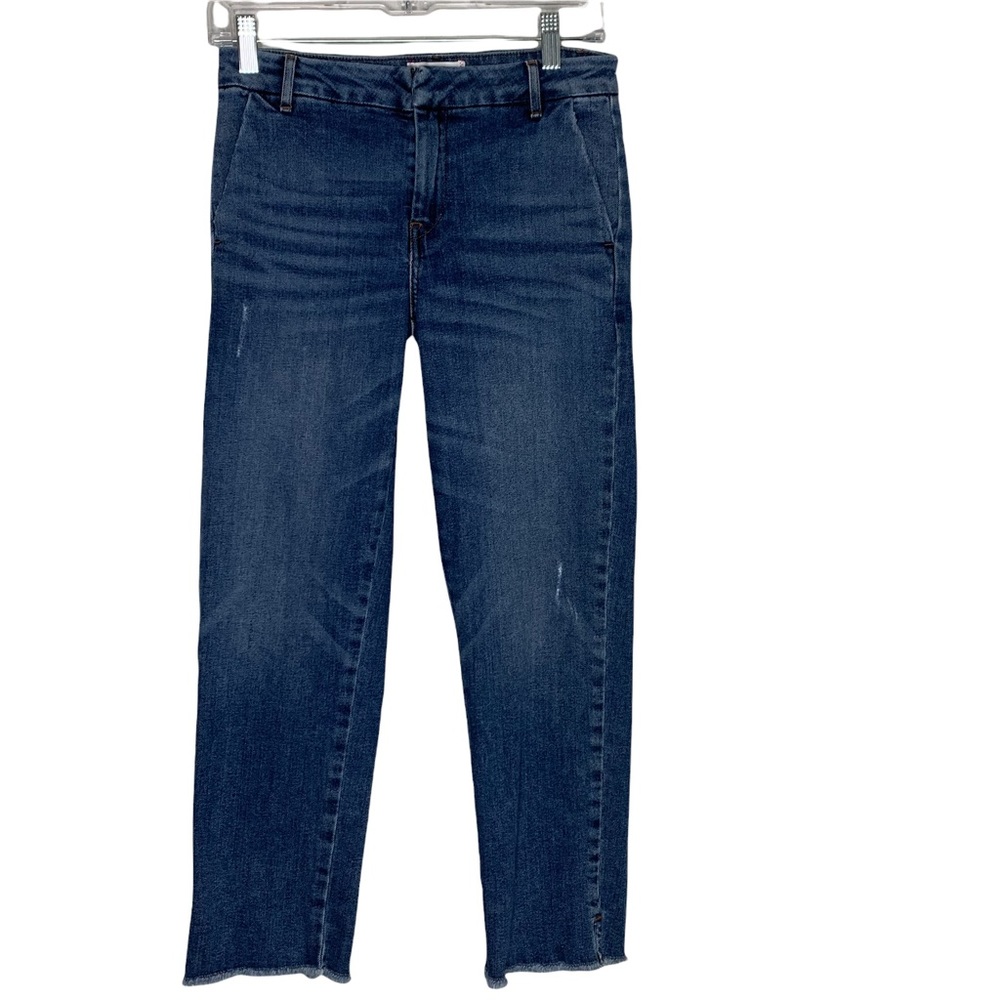 Sundry Le Soleil Love Blue Denim High Rise Raw Hem Ankle Crop Jeans Size 24.